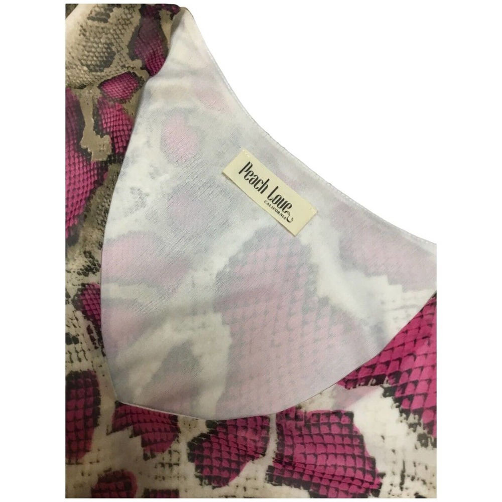 Peach Love Snake Reptile Print Flutter Sleeve V N… - image 4